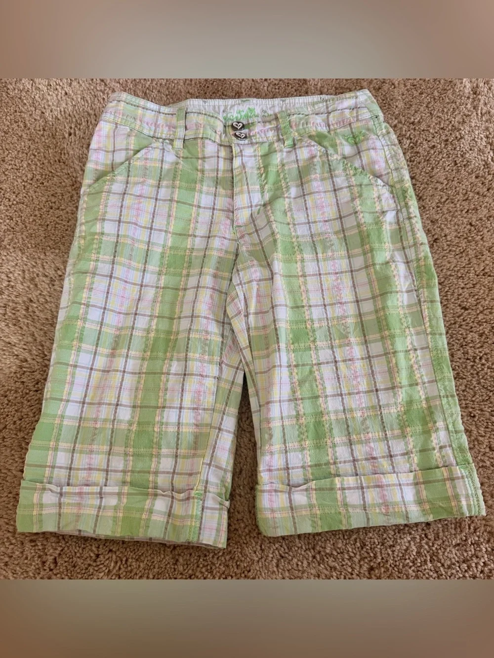 Justice Girls Plaid Bermuda Shorts Size 12 Y2K